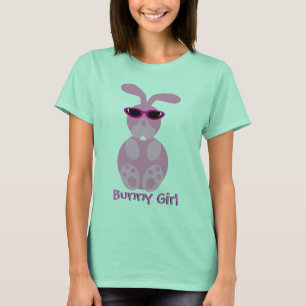 Camiseta Coelho do rosa da menina de coelho com óculos de