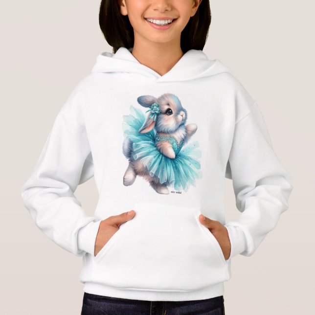 Camiseta coelho doce de suor capuche para raparigas (Frente)