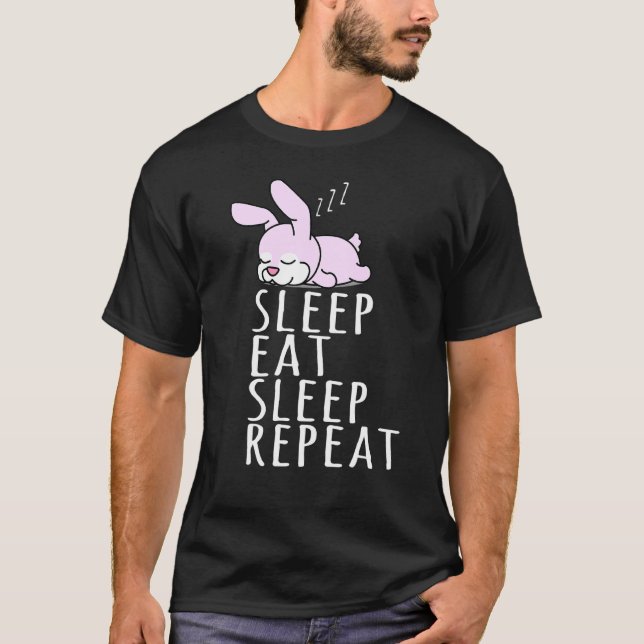 Camiseta Coelho Dormindo Repetir Noite (Frente)