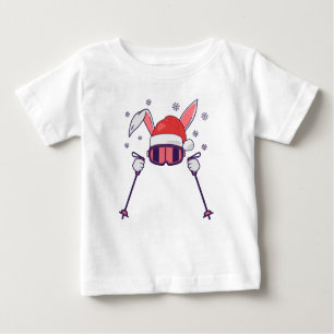 Camiseta Coelho dos Papais noeis de esqui com Santa Hat e b