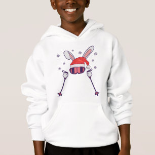 Camiseta Coelho dos Papais noeis de esqui com Santa Hat e b