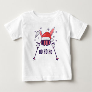 Camiseta Coelho dos Papais noeis de esqui com Santa Hat e b