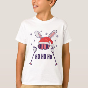 Camiseta Coelho dos Papais noeis de esqui com Santa Hat e b