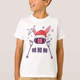 Camiseta Coelho dos Papais noeis de esqui com Santa Hat e b