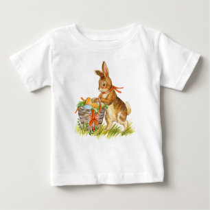 Camiseta Coelho e cesto de páscoa de aquarela