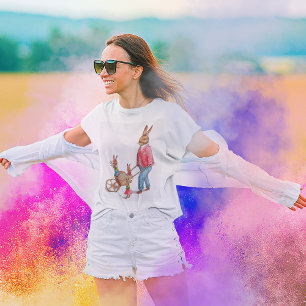 Camiseta Coelho e família da Páscoa-do-ovo