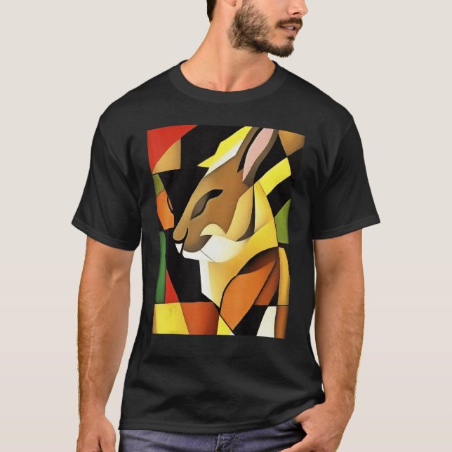 Camiseta Coelho Em Estilo Geométrico De Abstrato (Frente)