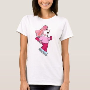 Camiseta Coelho em patinação com gelo com skates de gelo