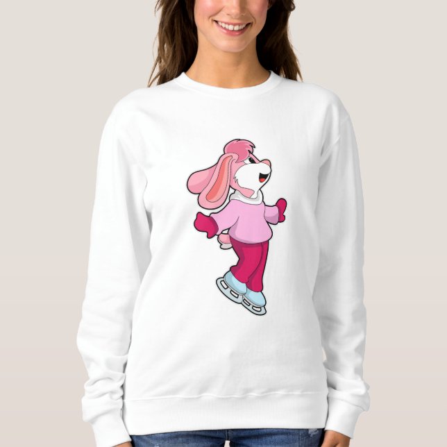 Camiseta Coelho em patinação com gelo com skates de gelo (Frente)