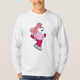 Camiseta Coelho em patinação com gelo com skates de gelo