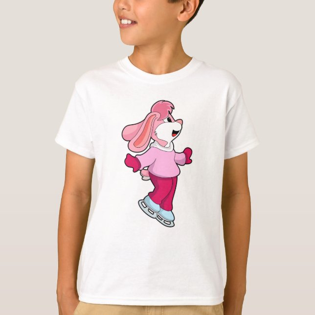 Camiseta Coelho em patinação com gelo com skates de gelo (Frente)