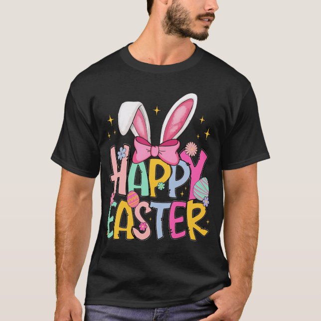 Camiseta Coelho Engraçado Dabbing Páscoa Feliz Páscoa  (Frente)