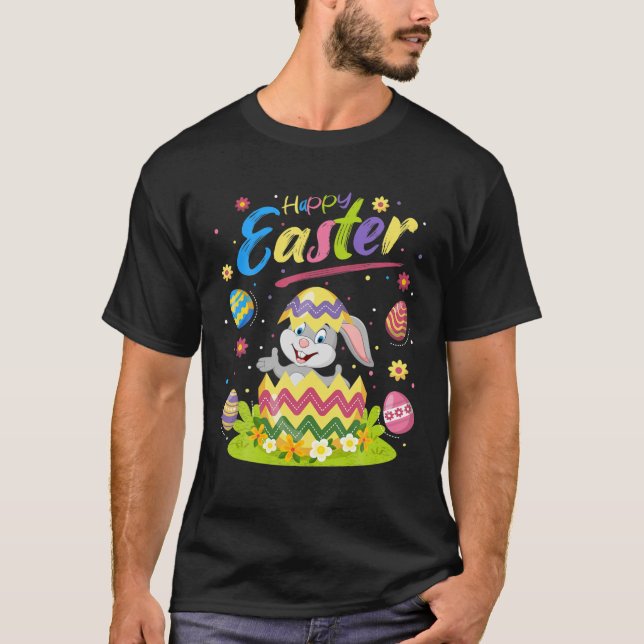 Camiseta Coelho Engraçado Lover Páscoa Coelho De Ovo Feliz  (Frente)