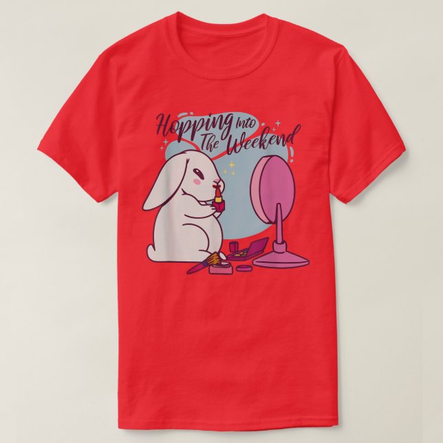 Camiseta Coelho Engraçado Makeup Mirror Bunny (Frente do Design)