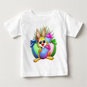 Camiseta Coelho engraçado mordendo um ovo de Páscoa