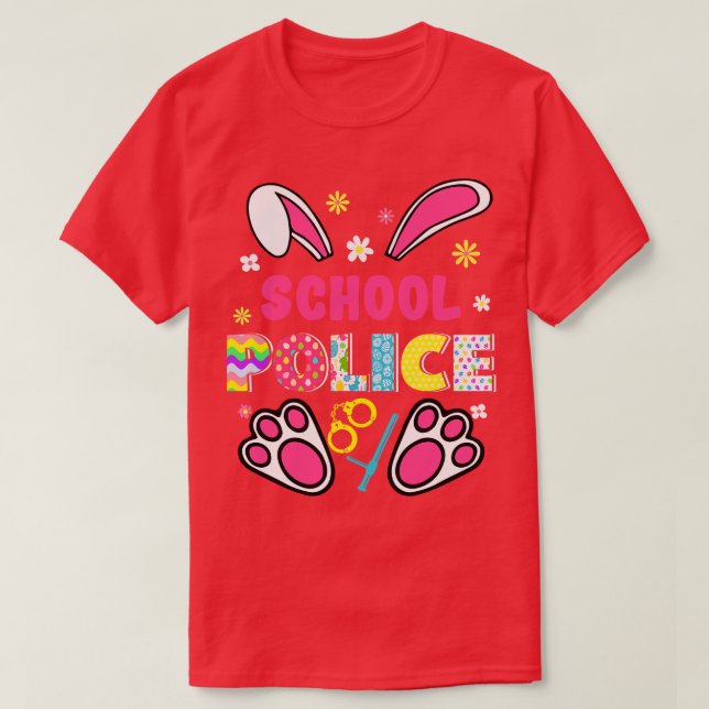 Camiseta Coelho Engraçado Policial Páscoa Dia dos Ovos Coel (Frente do Design)