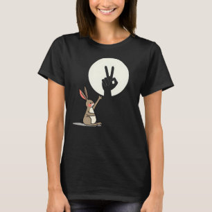 Camiseta Coelho engraçado sombras de mão marionetes humor p