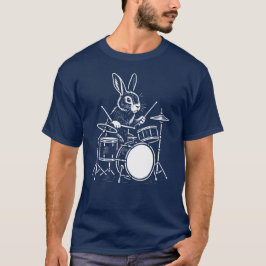 Camiseta coelho engraçado toca bateria