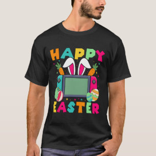 Camiseta Coelho Feliz de Páscoa Controle de Jogo de Vídeo G