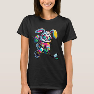 Camiseta Coelho Feliz de Páscoa Hockey Coelho Homens Mulher