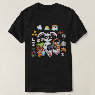 Camiseta Coelho Feliz de Páscoa Ovo Gamer Dia das Bruxas Jo