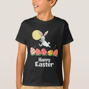 Camiseta Coelho Feliz de Páscoa Roupa de Páscoa Ovo Ninho F