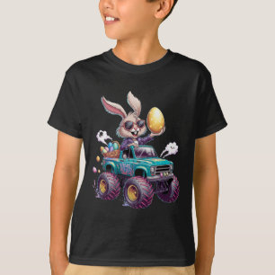 Camiseta Coelho Feliz Páscoa Amantes de Monster Truck Crian