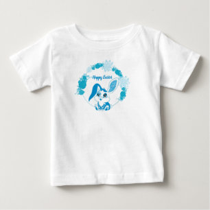 Camiseta Coelho Feliz Páscoa Azul Kawaii