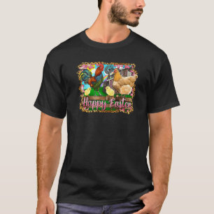 Camiseta Coelho Feliz Páscoa Fazendeiro Galinha Coelho Pásc