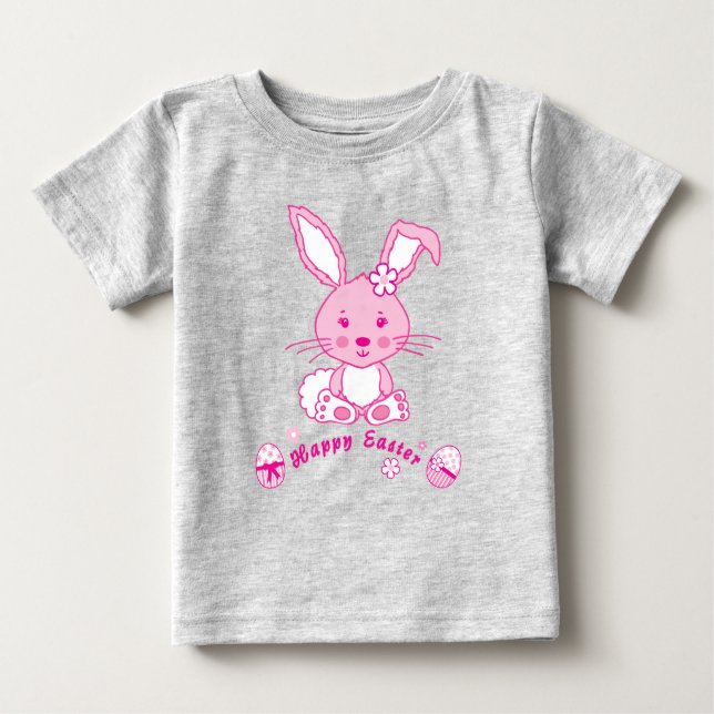 Camiseta coelho feliz páscoa ovos (Frente)