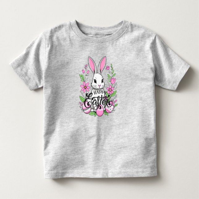 Camiseta Coelho felz pascoa (rosa escuro) (Frente)