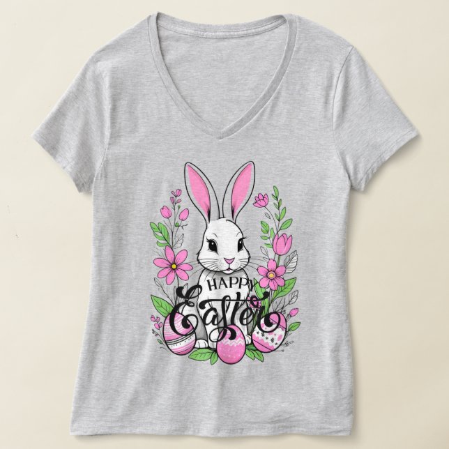 Camiseta Coelho felz pascoa (rosa escuro) (Postura )