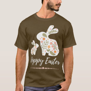 Camiseta Coelho Floral de Coelho da Páscoa de Hoppy Páscoa 