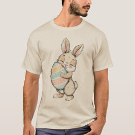 Camiseta Coelho Fofo com Ilustração de Ovo de Páscoa Colori