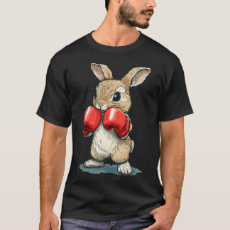 Camiseta Coelho Fofo Com Luvas de Boxe Para o Divertido