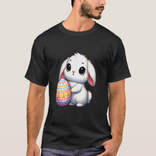 Camiseta Coelho Fofo Com Um Design De Ovo Decorado Para A P