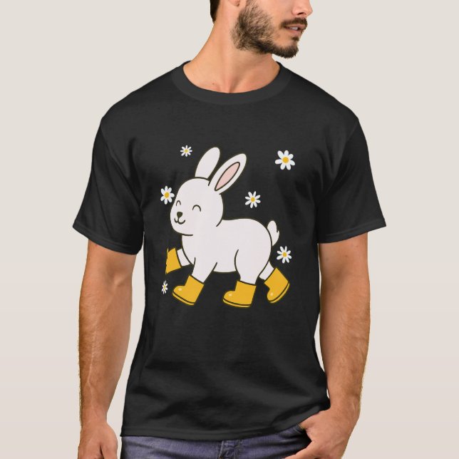 Camiseta Coelho Fofo de Botas de Chuva Mãe Coelho (Frente)