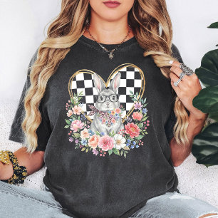 Camiseta Coelho Fofo De Óculos Com Coração Floral