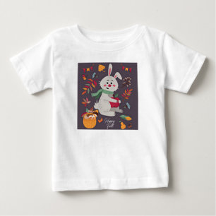 Camiseta Coelho fofo de outono com texto personalizado