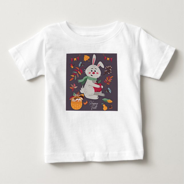 Camiseta Coelho fofo de outono com texto personalizado  (Frente)