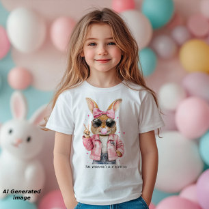 Camiseta Coelho Fofo e Legal Sinal de Paz com Texto Persona