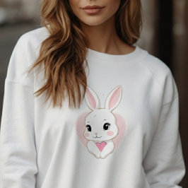 Camiseta Coelho Fofo Segurando Coração | Design Romântico