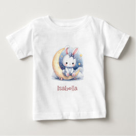Camiseta coelho fofo sentado na lua