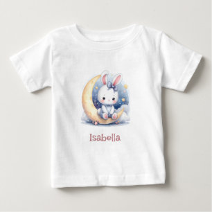 Camiseta coelho fofo sentado na lua 
