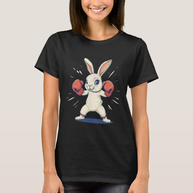 Camiseta Coelho Incrível Com Luvas de Boxe Para Amantes da  (Frente)