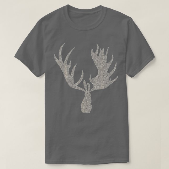 Camiseta Coelho Jackalope com martelos-alce (Frente do Design)