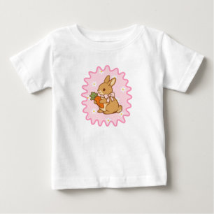 Camiseta Coelho Kawaii Cenoura Flores da Primavera