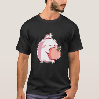 Camiseta Coelho Kawaii com pêssego para animes e fãs de man