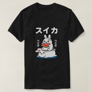 Camiseta Coelho Kawaii Comendo Melancia Arte Japonesa de Co