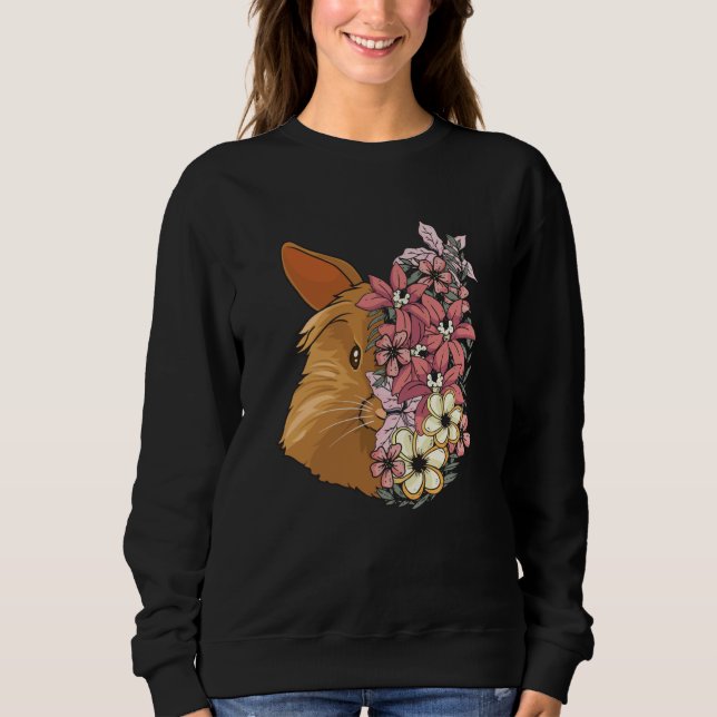 Camiseta Coelho Lionhead Com Flores Bonitas (Frente)
